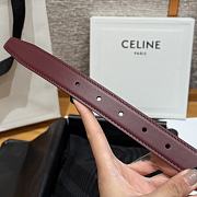 Celine Triomphe Classic Reversible Belt 2.5 cm In Burgundy/Pink - 4