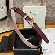 Celine Triomphe Classic Reversible Belt 2.5 cm In Burgundy/Pink - 2
