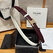 Celine Triomphe Classic Reversible Belt 2.5 cm In Burgundy/White - 3