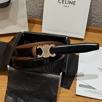 Celine Triomphe Classic Reversible Belt 2.5 cm In Black/Brown 