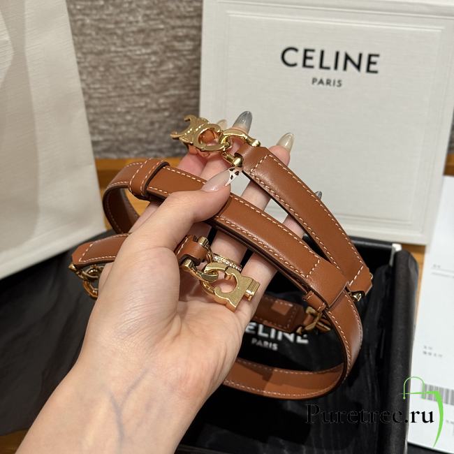 Celine Triomphe Arch Women's Stretch Belt 1.8 cm In Brown - 1