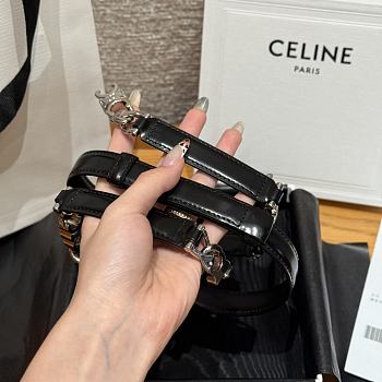 Celine Triomphe Arch Women's Stretch Belt 1.8 cm In Black Silver hardware