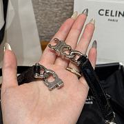 Celine Triomphe Arch Women's Stretch Belt 1.8 cm In Black silver hardware 01 - 3