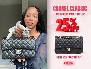 CHANEL Classic Double Flap Black Lambskin Gold Hardware A01112 25cm