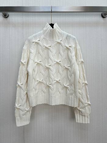 Chanel hand-crocheted cashmere pullover sweater in white