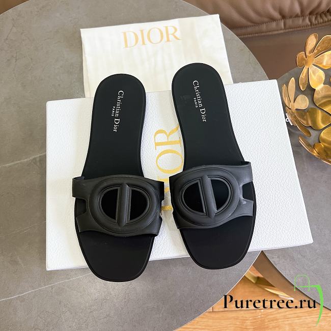 DIOR | CD letter pig nose slippers in black - 1
