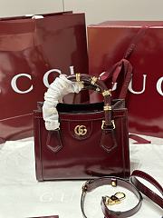 GUCCI | Diana Bamboo Mini Tote Bag In Burgundy - 1