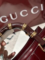 GUCCI | Diana Bamboo Mini Tote Bag In Burgundy - 4