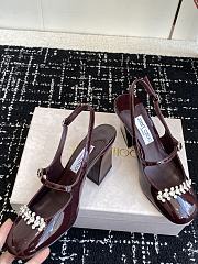 Jimmy Choo Belinda Sling Back 70 Deep Merlot Patent Leather Slingbacks 01 - 2