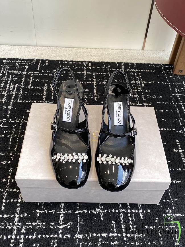 Jimmy Choo Belinda Sling Back 70 Deep Merlot Patent Leather Slingbacks 02 - 1