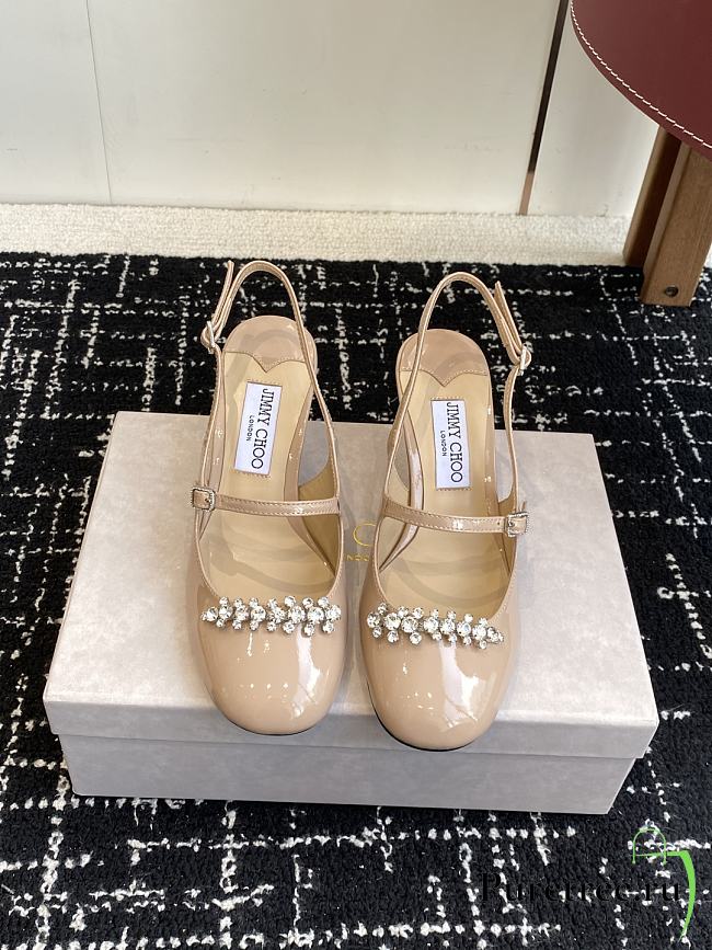 Jimmy Choo Belinda Sling Back 70 Deep Merlot Patent Leather Slingbacks 03 - 1