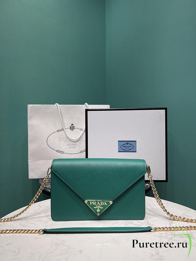 PRADA | Saffiano leather shoulder bag in green - 1