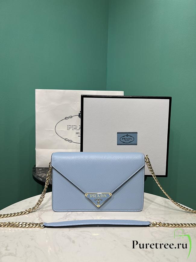 PRADA | Saffiano leather shoulder bag in blue - 1