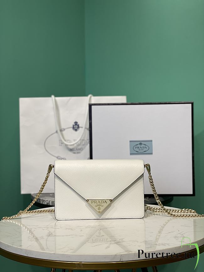PRADA | Saffiano leather shoulder bag in white - 1
