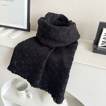 LOUIS VUITTON | Monogram Classic Scarf Black Muffler 