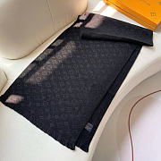 LOUIS VUITTON | Monogram Classic Scarf Black Muffler  - 3
