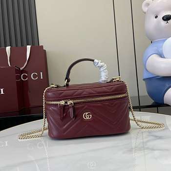 GUCCI | GG Marmont mini vanity bag Rosso Ancora red matelassé chevron leather