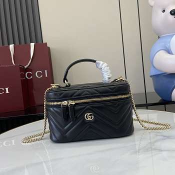 GUCCI | GG Marmont mini vanity bag Black matelassé chevron leather