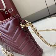 GUCCI | GG Marmont pochette with chain in Rosso Ancora red leather - 5