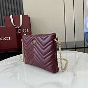 GUCCI | GG Marmont pochette with chain in Rosso Ancora red leather - 4