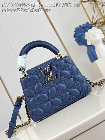 LOUIS VUITTON | Mini Capucines Taurillon Dark Blue Clover Chain
