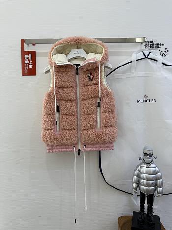 MONCLER | Classic Teddy Hooded Casual Down Vest In Pink