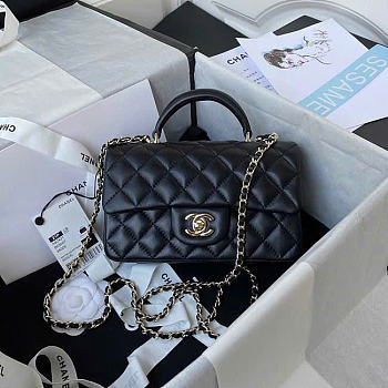 CHANEL | Mini Flap Bag With Top Handle (Black)