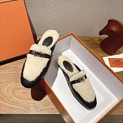 HERMES | H-House Wool Mules with Classic Kelly Buckle Black - 3