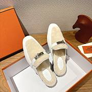HERMES | H-House Wool Mules with Classic Kelly Buckle White - 3