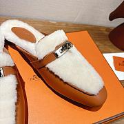 HERMES | H-House Wool Mules with Classic Kelly Buckle Brown  - 3