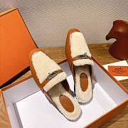 HERMES | H-House Wool Mules with Classic Kelly Buckle Brown  - 4