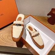 HERMES | H-House Wool Mules with Classic Kelly Buckle Brown  - 6
