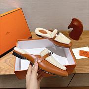 HERMES | H-House Wool Mules with Classic Kelly Buckle Brown  - 5
