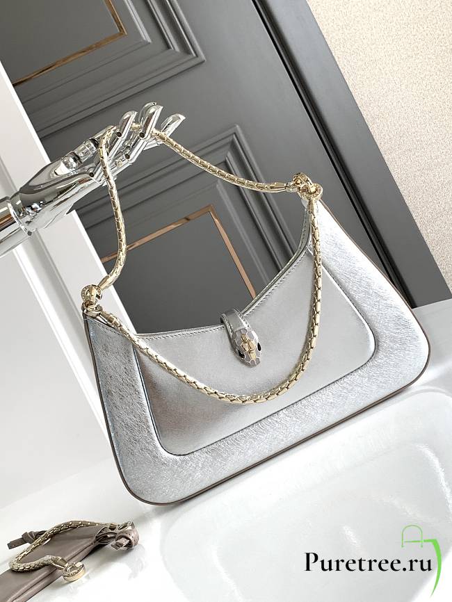 BVLGARI | Silver Calf leather Serpenti Baia Shoulder Bag - 1