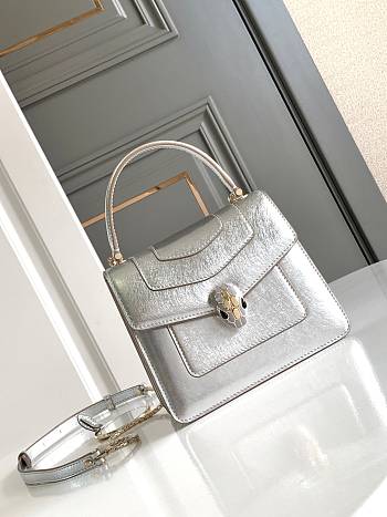 BVLGARI | Serpenti Forever small top handle bag in silver