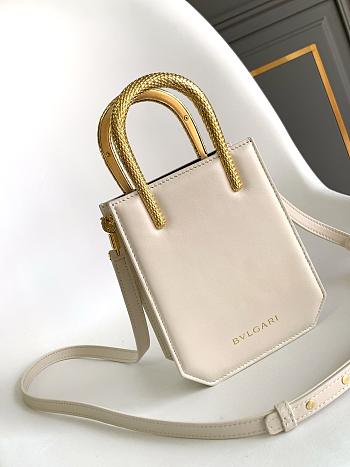 BVLGARI | Serpentine mini tote bag in white Metropolitan calf leather