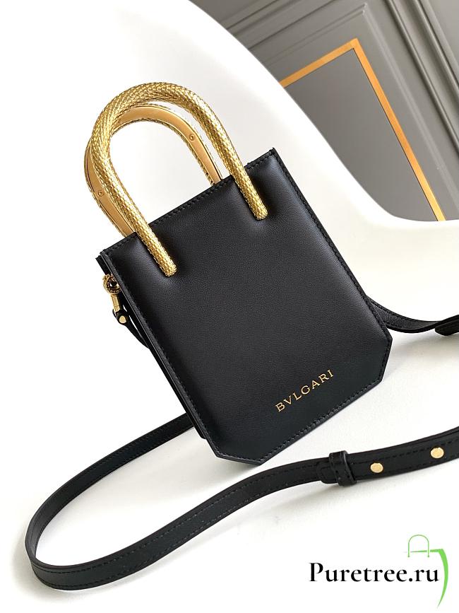 BVLGARI | Serpentine mini tote bag in black Metropolitan calf leather - 1