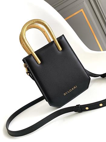 BVLGARI | Serpentine mini tote bag in black Metropolitan calf leather