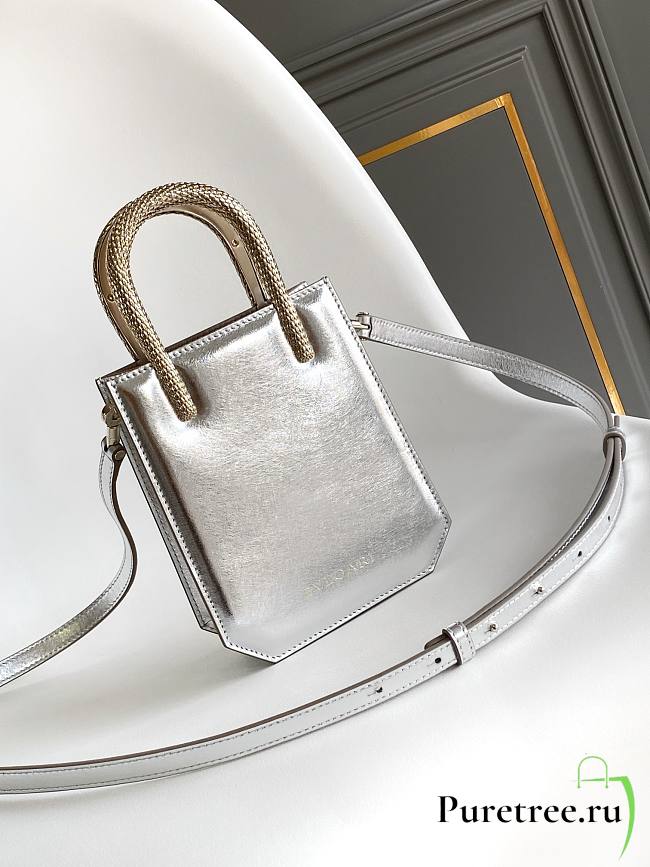 BVLGARI | Serpentine mini tote bag in silver - 1