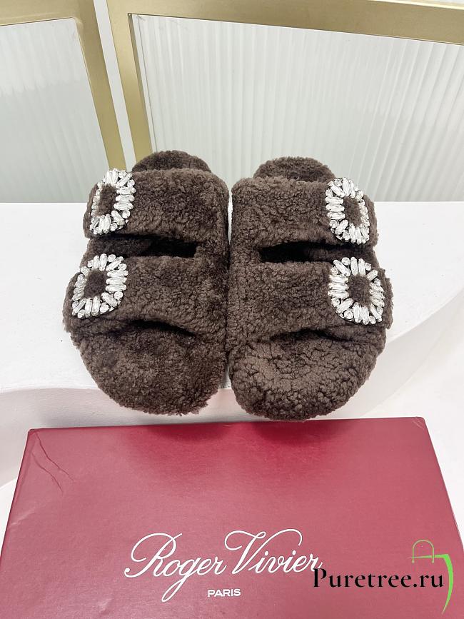 Roger Vivier classic double-diamond-buckle wool slippers 01 - 1