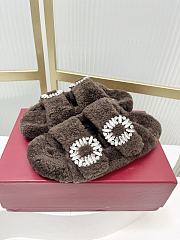 Roger Vivier classic double-diamond-buckle wool slippers 01 - 3