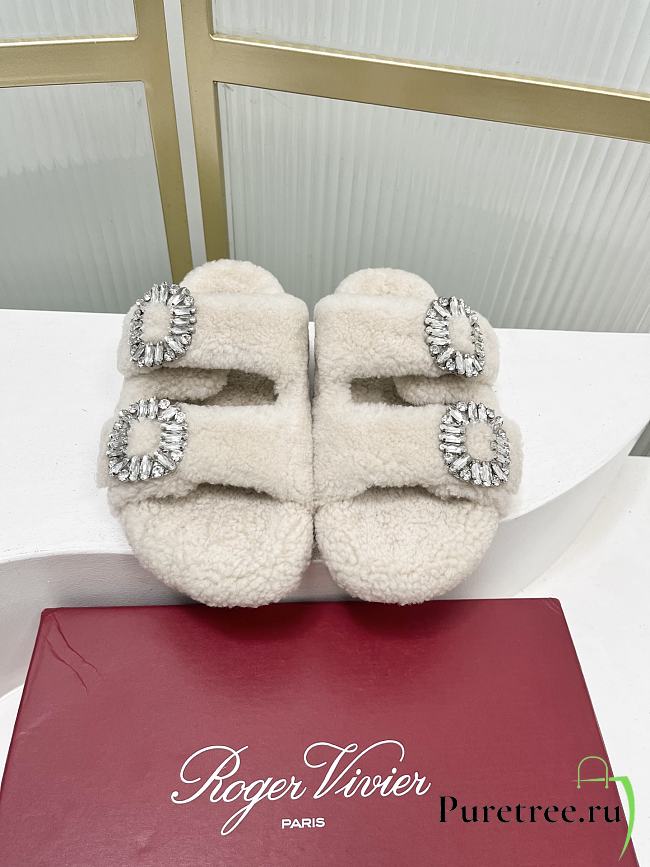Roger Vivier classic double-diamond-buckle wool slippers 02 - 1