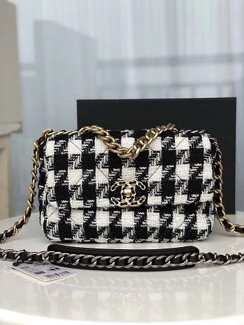 Chanel 19 Flap Bag Quilted Houndstooth Tweed
