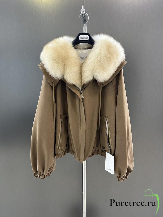 Maxmara fall/winter fur and goose down jacket in dark beige - 1