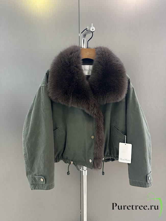 Maxmara fall/winter fur and goose down jacket in green 01 - 1