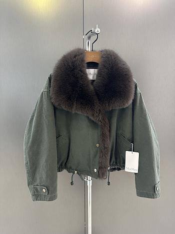 Maxmara fall/winter fur and goose down jacket in green 01