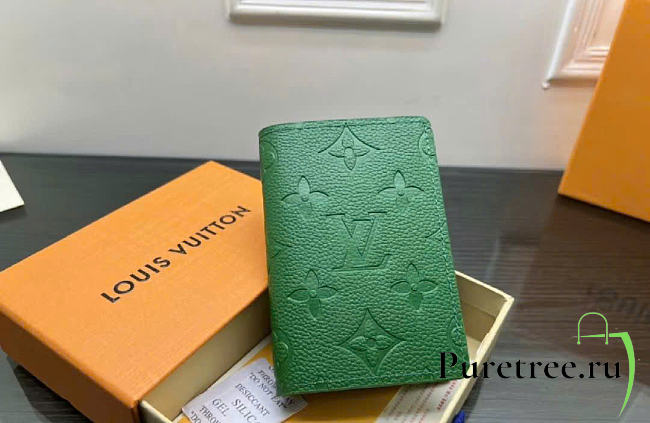 LOUIS VUITTON | Pocket Organizer Taurillon Monogram leather green  - 1