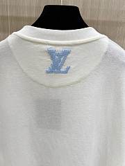 LOUIS VUITTON | white short-sleeved embroidered wool T-shirt - 3