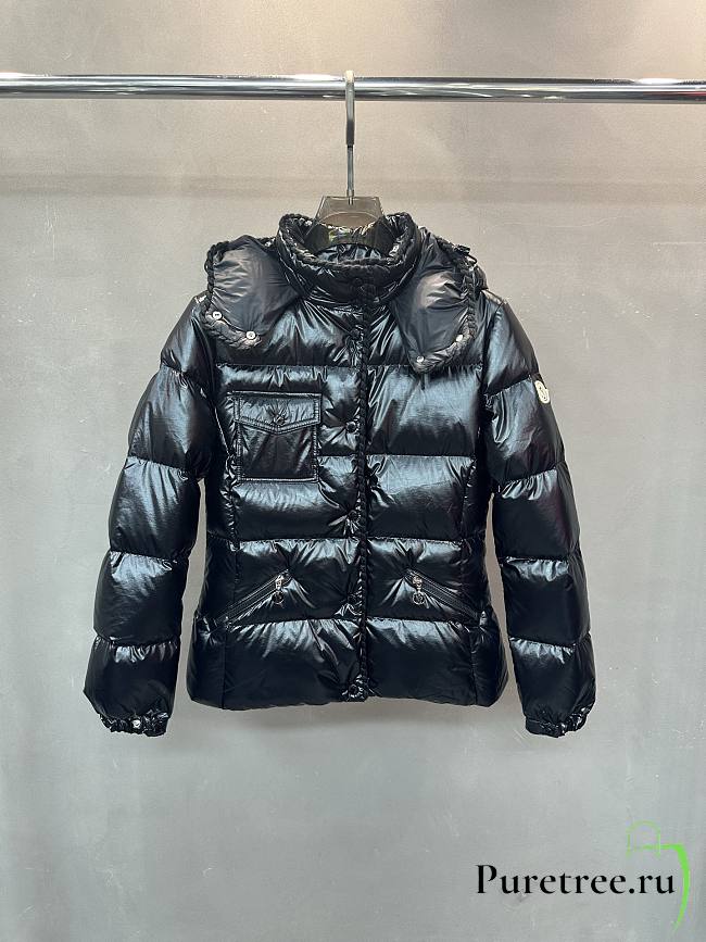 Moncler Glareins Slim Waist Cable Knit Women's Down Jacket Black - 1