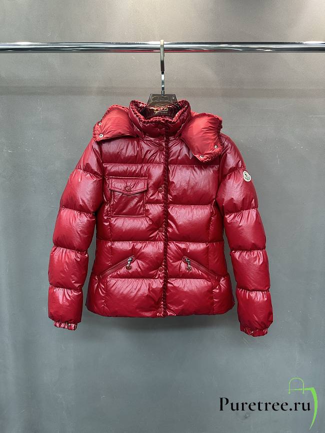Moncler Glareins Slim Waist Cable Knit Women's Down Jacket Red - 1